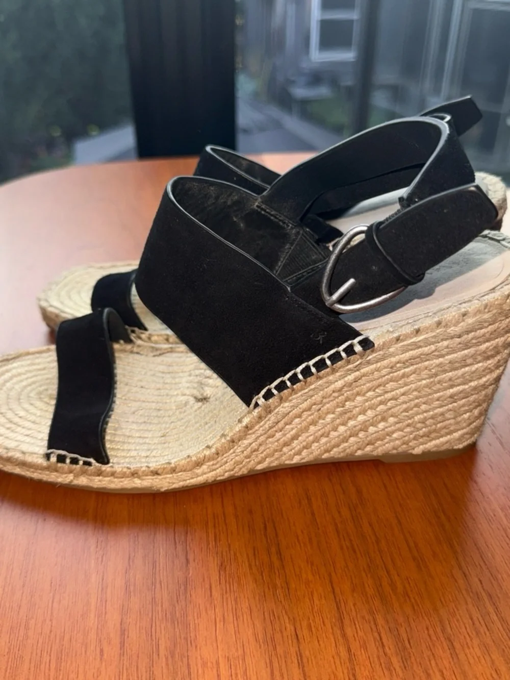 Banana Republic Black Espadrille Wedge Sandals